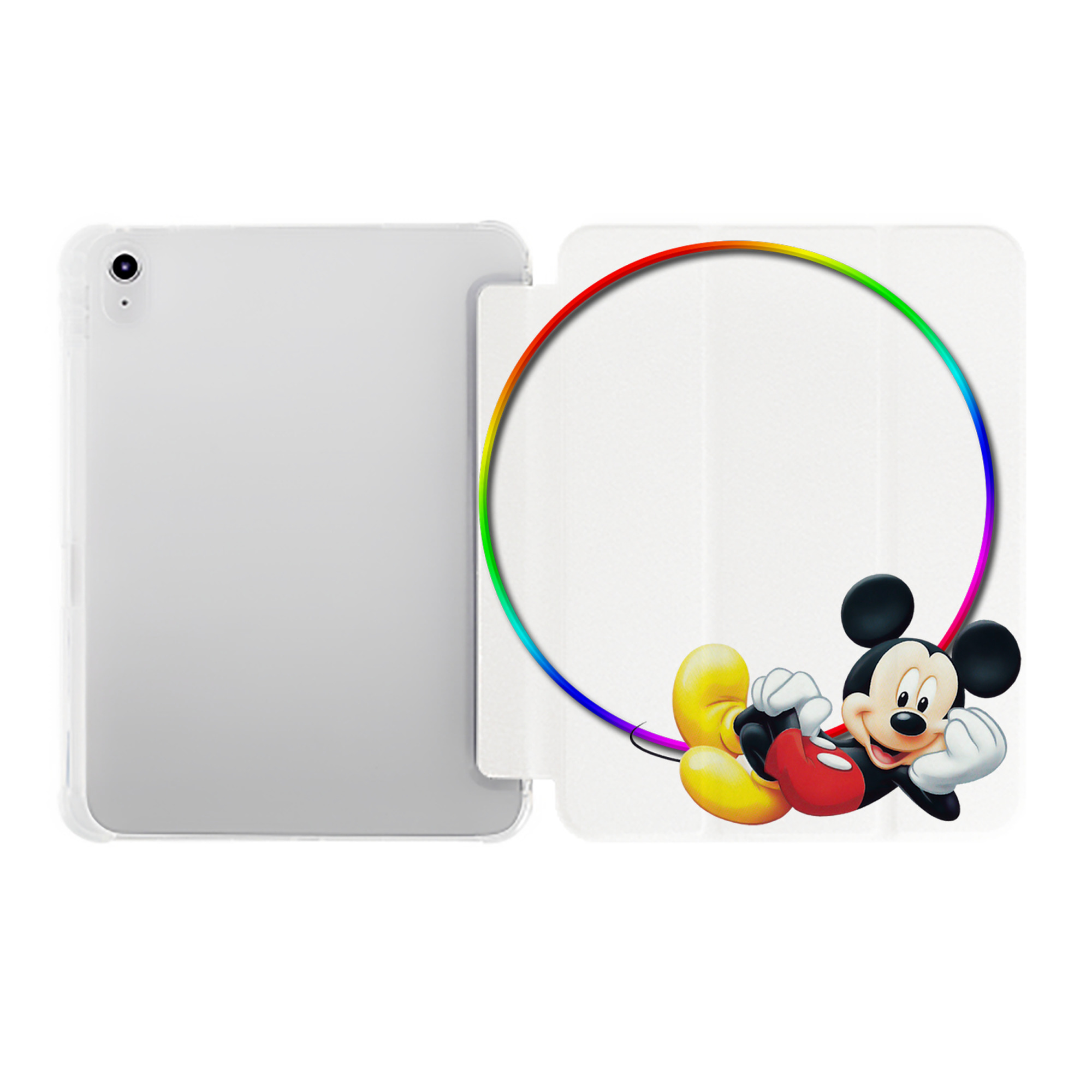 （画像用） ミッキーマウス Mickey Mouse IPad ケース ペン収納付き 三つ折りスタンド PUレザー×シリコン 対応機種9.5/10.5/10.9インチ